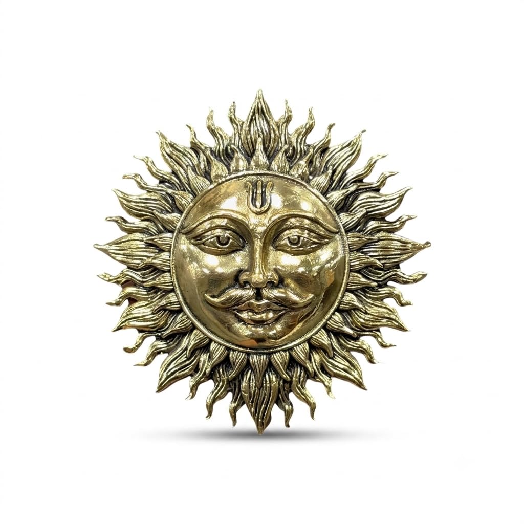 Brass Sun Wall Hanging | 3 Inch | God Idol | Surya Bhagwan Murti | Suraj Vastu | Housewarming | Main Door Entrance |