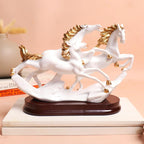The Spiritual Living 3 Running Horse Figure White | 7 Inch | Feng Shui Items for Good Luck | Home | Running Horses Wall Decor | Showpiece |