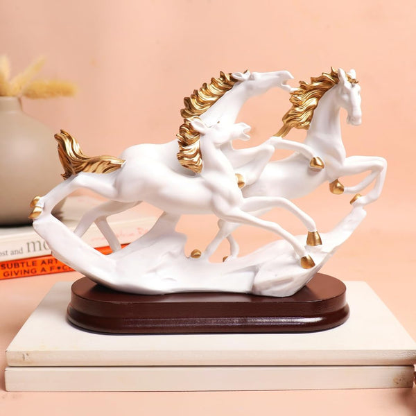 The Spiritual Living 3 Running Horse Figure White | 7 Inch | Feng Shui Items for Good Luck | Home | Running Horses Wall Decor | Showpiece |