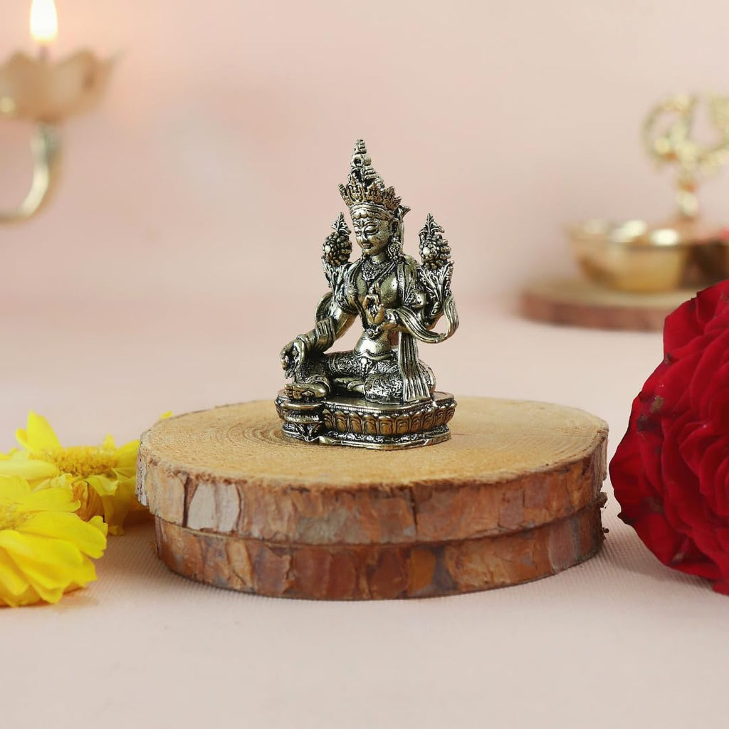 Brass Tara Devi Idol | 2 Inch | Statue | Maa Tara Murti for Home Temple | Religious Shree Green Tara | Mahavidya |