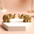 Brass Small Elephant Pair | 2 Inch | Show Pieces  | Pital Ke Hathi Jodi