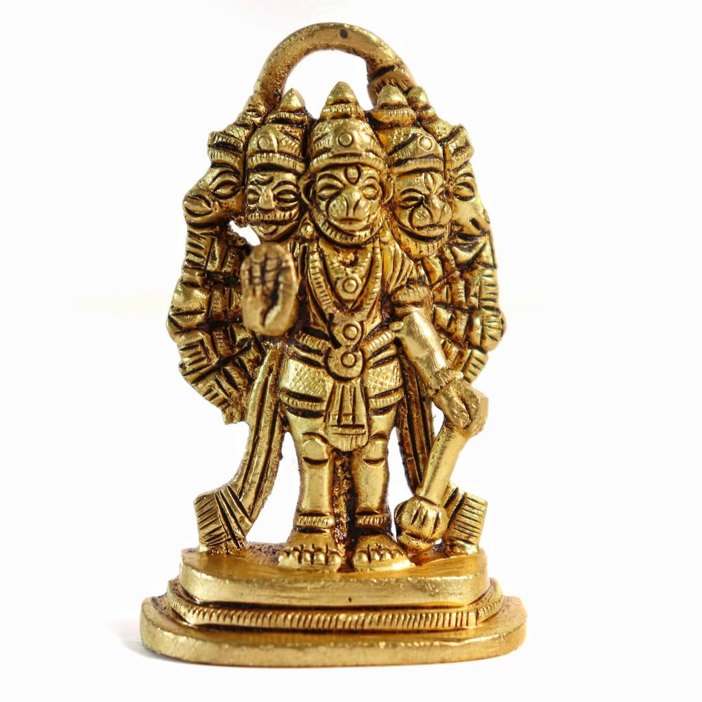 Brass Panchmukhi Hanuman Idol | 2.5 Inch | Vastu | Protection from Evil Eye | Statue |