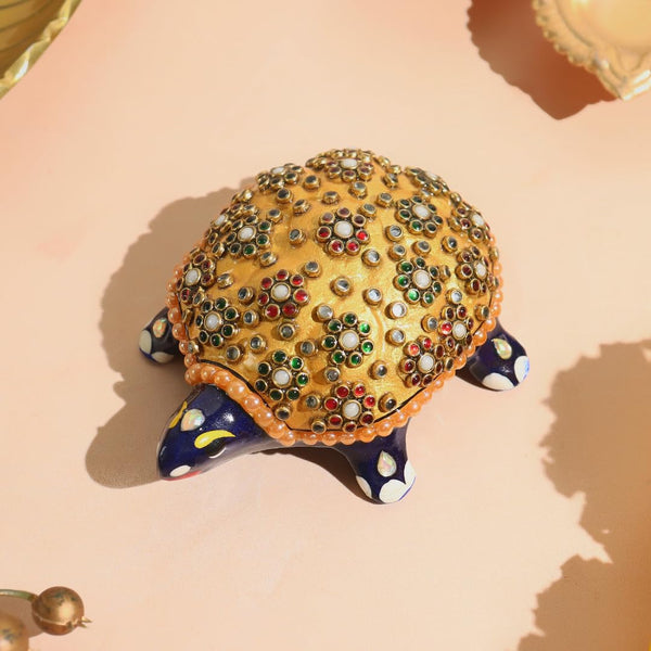 Meenakari Tortoise for Good Luck for Home - 3.5 Inch