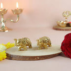 Brass Small Elephant Idol | Pair for Good Luck | 2 Inch | Set of 2 | Hathi Ki Murti |