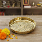 Brass Jain Astha mangal Pooja Plate | 5.5 Inch | Bhog Thali | Eight Auspicious Symbols |Pital |