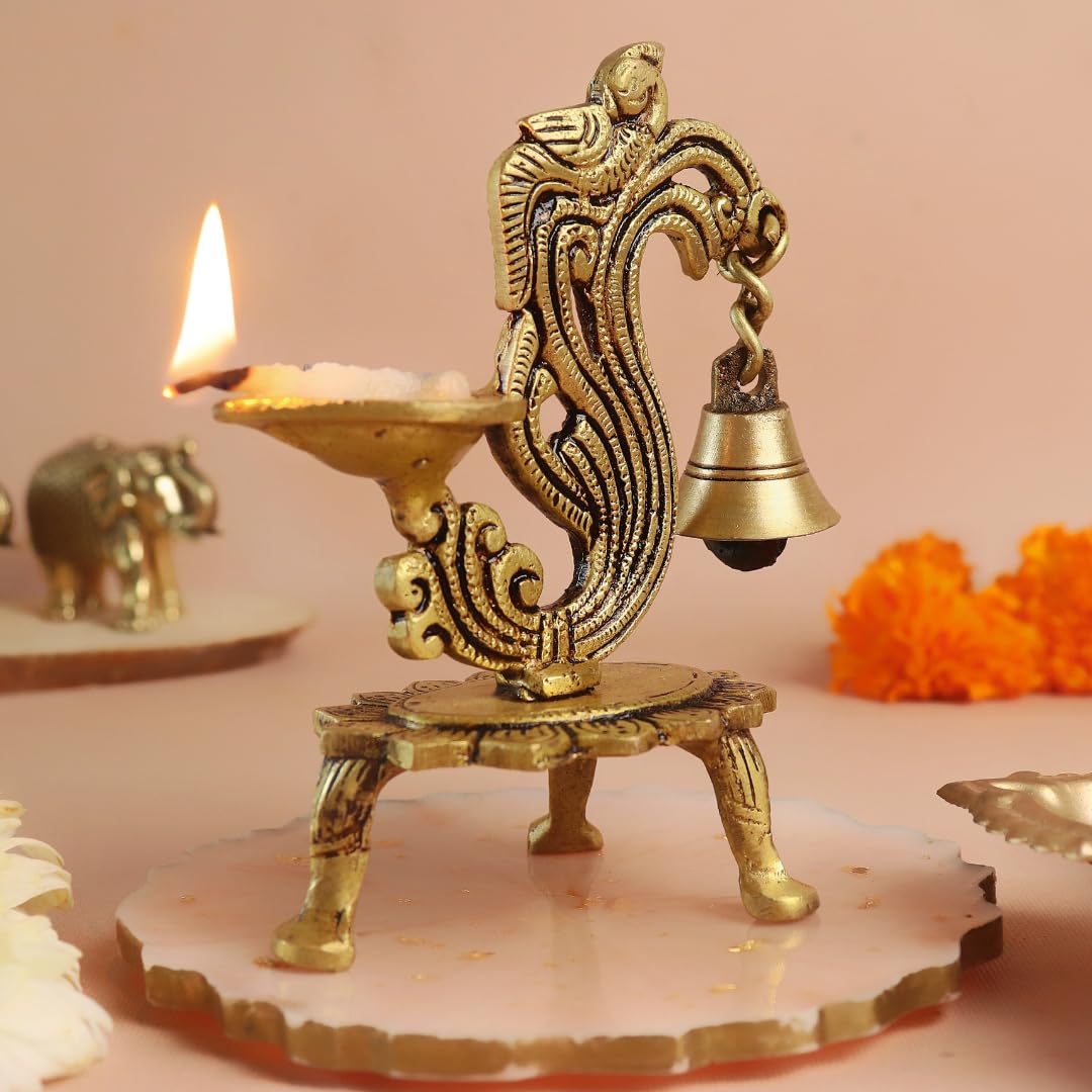 Antique Peacock Brass Diya | 5 Inch | Deepam Kundulu | Kamakshi Deepam | Vilakku