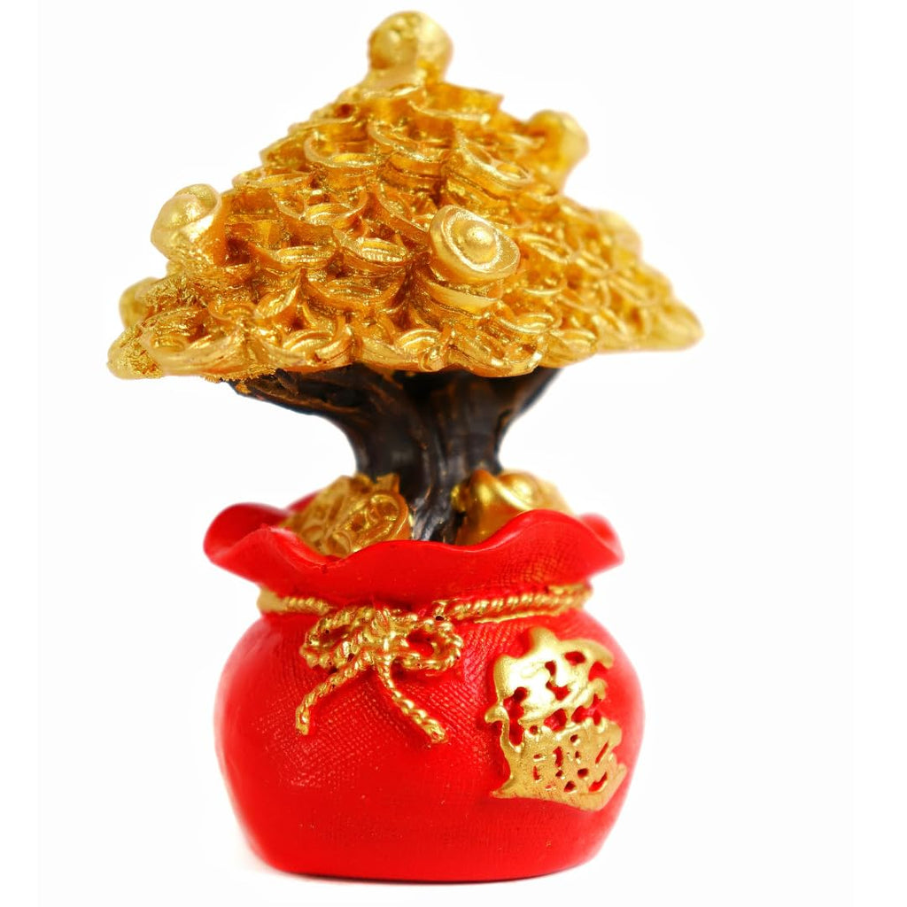 Golden Money Tree | 3 Inch |Yuan Bao Overflowing Wealth Vase |Money Attraction | Prosperity|