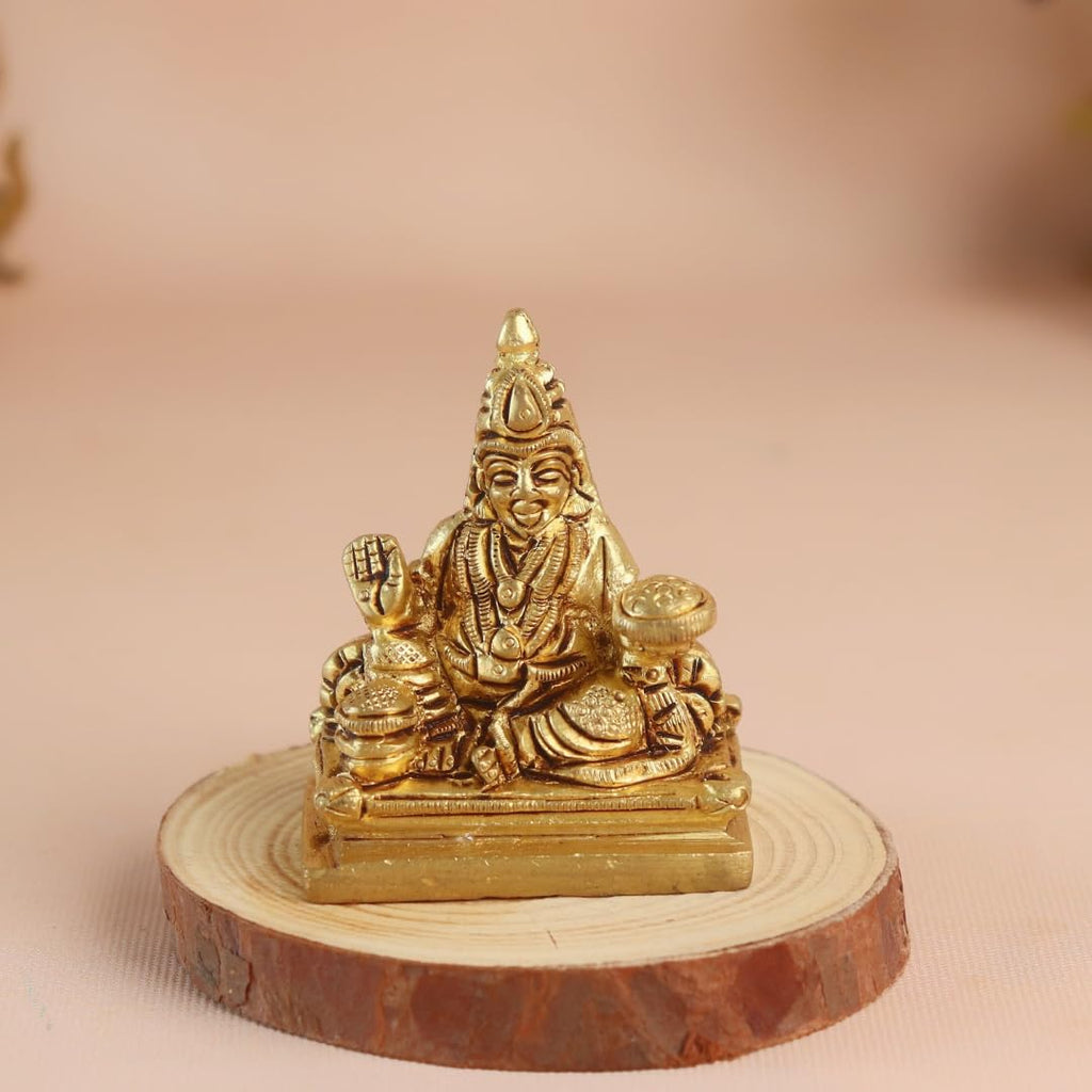 Brass Lord Kubera Idol | 2 Inch | Murti | Wealth & Prosperity |