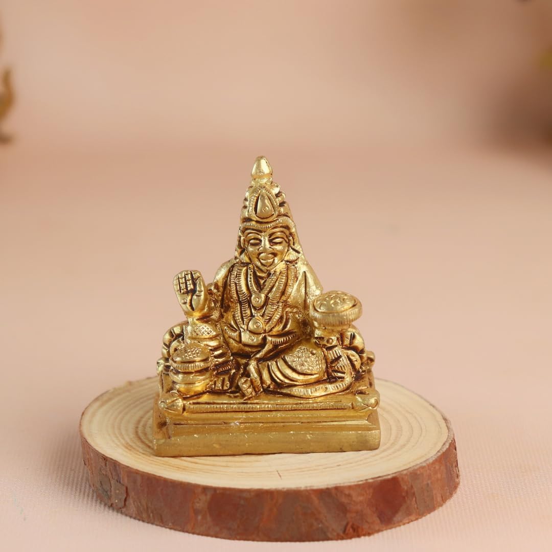 Brass Lord Kubera Idol | 2 Inch | Murti | Wealth & Prosperity |