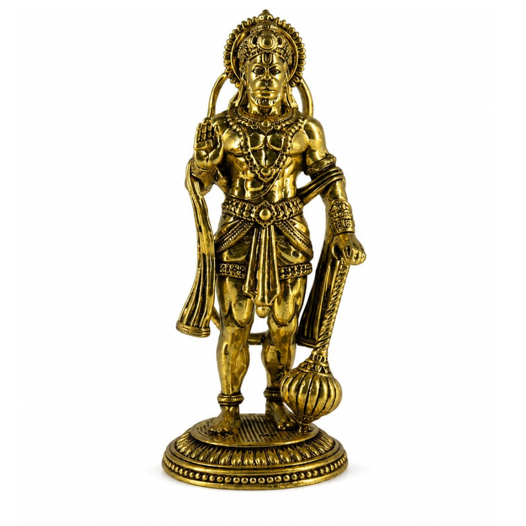 Brass Standing Hanuman Idol | 4 Inch | Lord Hanuman Statue |Home Temple | Pital | जय श्री राम |