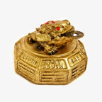Feng Shui Frog with Coin in Mouth | 2.5 Inch | 3 Legged | Resin Antique Golden |