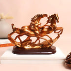 The Spiritual Living 3 Running Horse Figure | 7 Inch | Copper | Statue for Home Decor | Showpiece | Feng Shui Items for Good Luck |