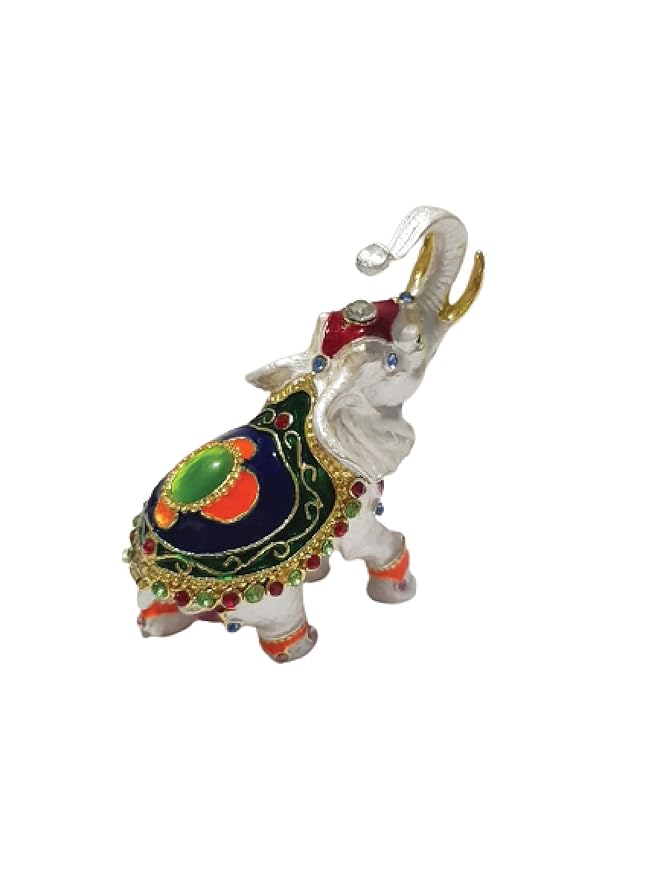 Vastu Bejeweled White Elephant Carrying Flaming Jewel