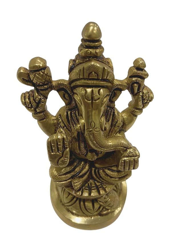 Lord Ganesh Ji Idol with Round Chowki (Brass ) 3 INCH