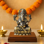 Brass Ganesh Idol for Home Decor - 2 Inch