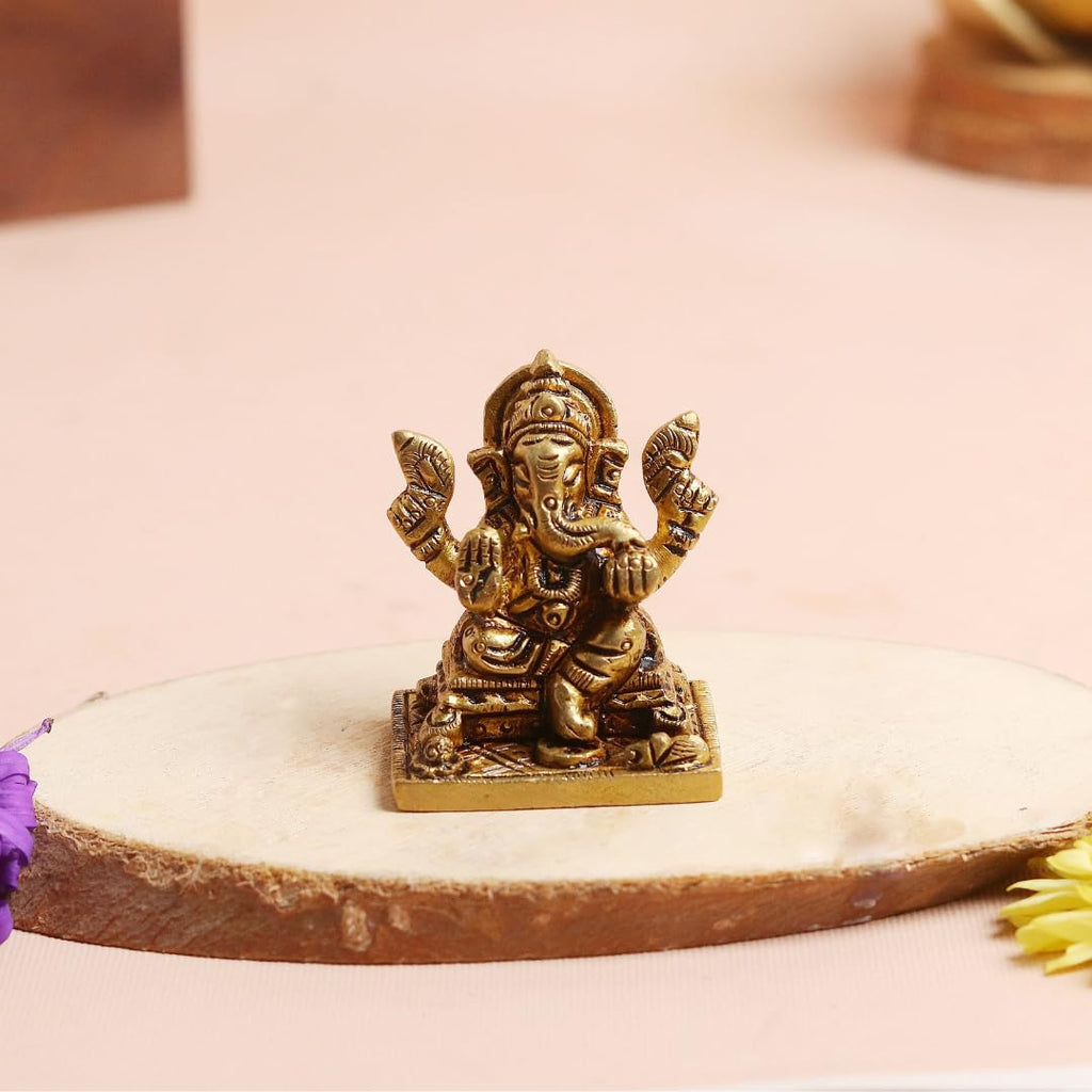 Brass Ganpati Idol for Home | 2 Inch | Ganesha Idol for Car | Home Decor | | Pital | Ganesh Ji Ki Murti | गणपति बप्पा मोरया |