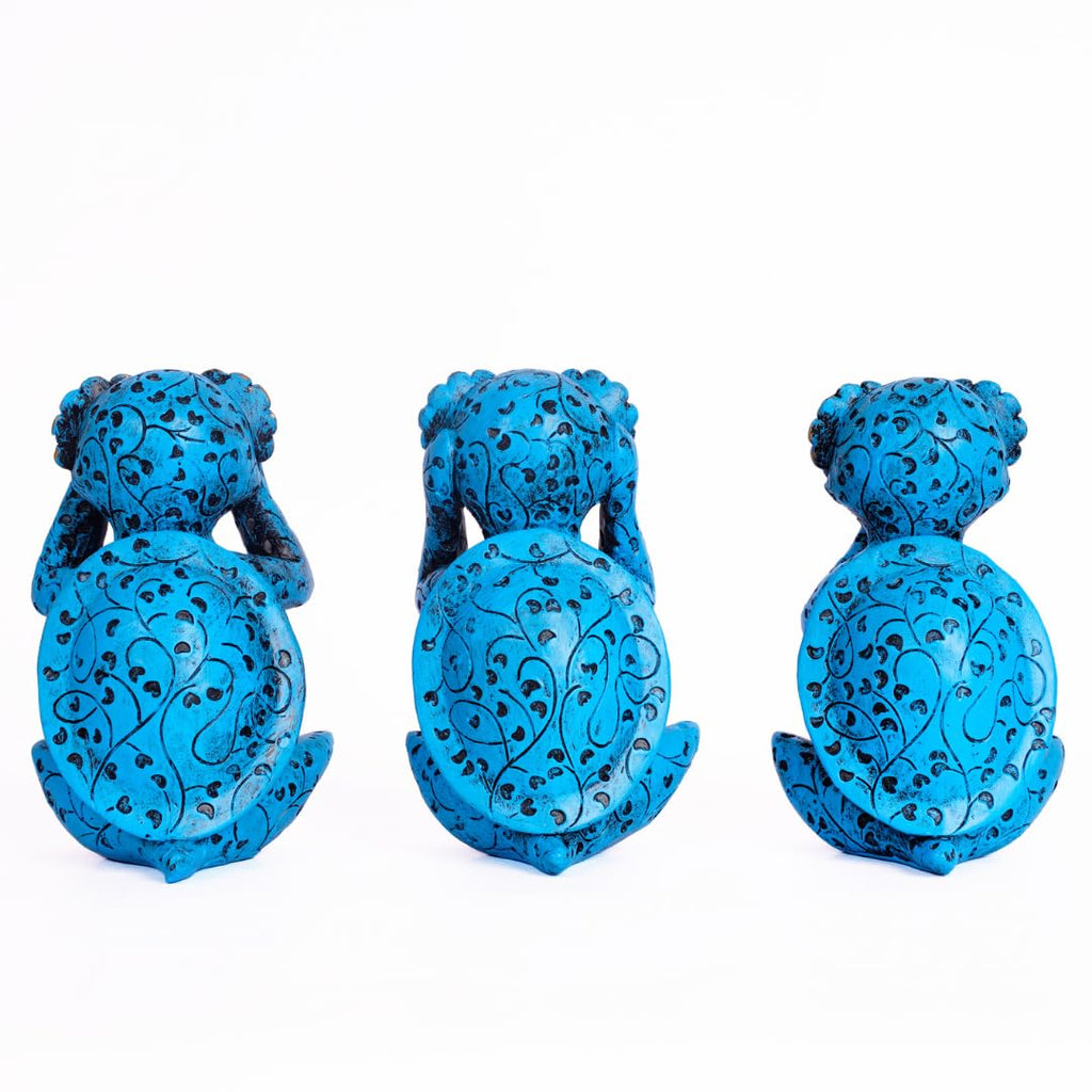 Lucky Feng Shui Tortoise Figurines | 4 Inch | Set of 3 | See Hear Speak No Evil |