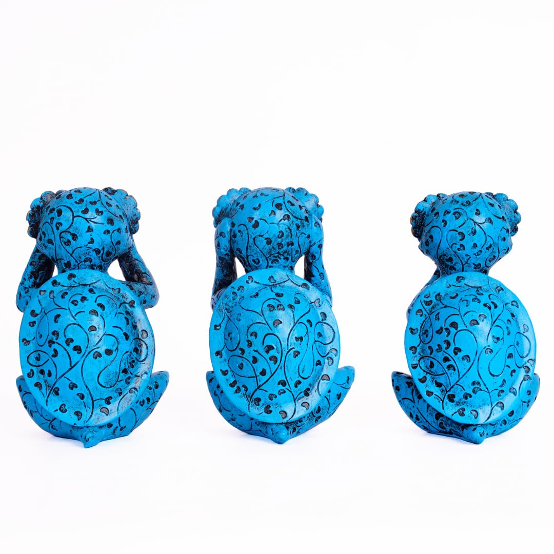 Lucky Feng Shui Tortoise Figurines | 4 Inch | Set of 3 | See Hear Speak No Evil |