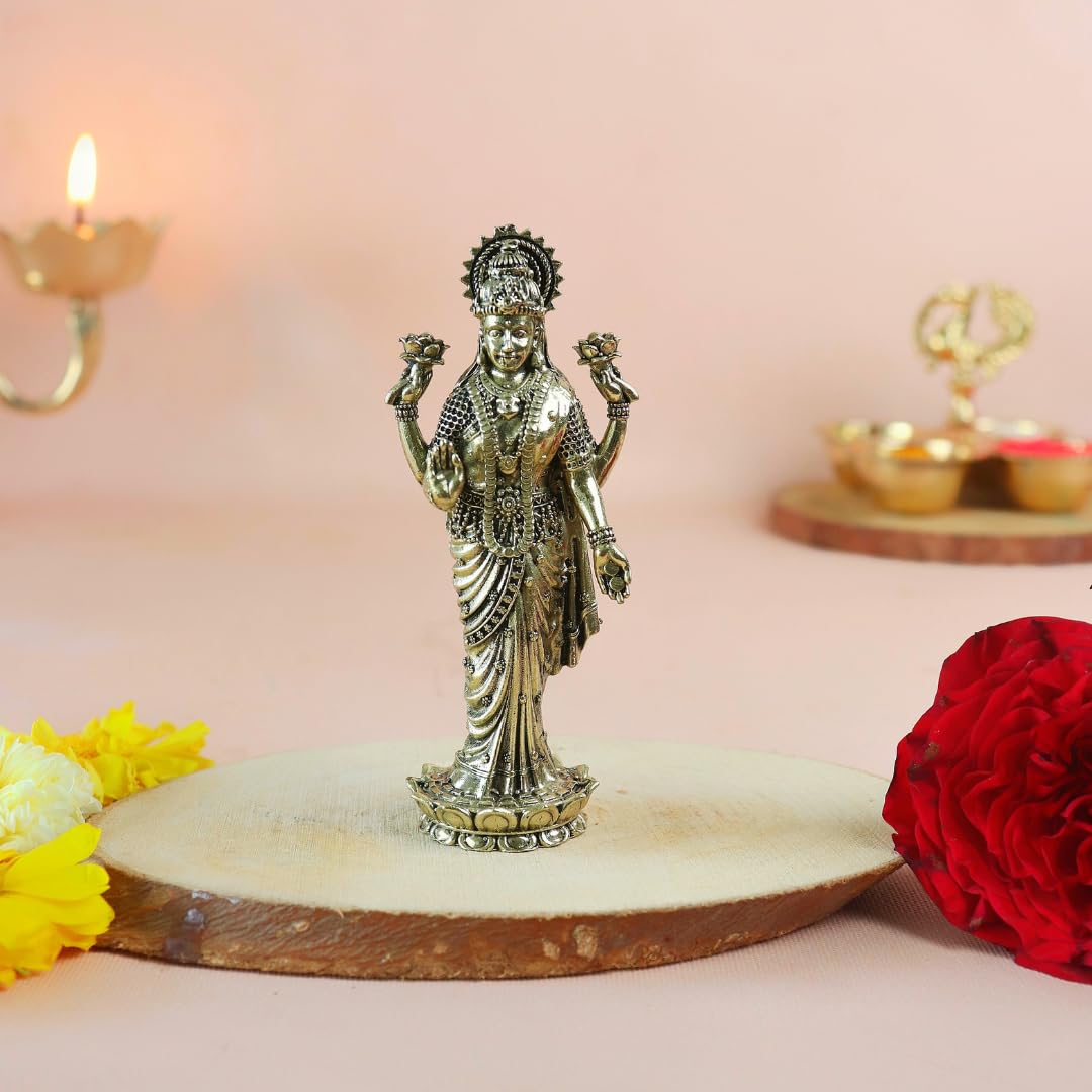 Brass Vishnu Laxmi Idol Statue | 3.5 Inch | Vaikunthanatha Govinda Laxmi | Lord Vishnu & Maa Lakshmi |