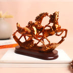 The Spiritual Living 3 Running Horse Figure | 7 Inch | Copper | Statue for Home Decor | Showpiece | Feng Shui Items for Good Luck |