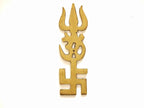 Brass Om Swastik Trishul for Main Door - 4 Inch