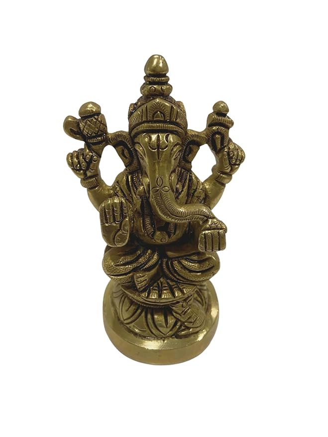 Lord Ganesh Ji Idol with Round Chowki (Brass ) 3 INCH