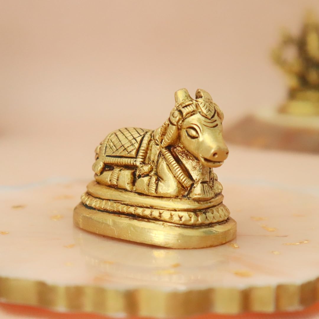 Nandi Idol Small Size | 4.5 Cm | Brass Murti | नंदी | Bull | Vastu | Ideal for Gifting | Nandi for Shivling | Miniature |