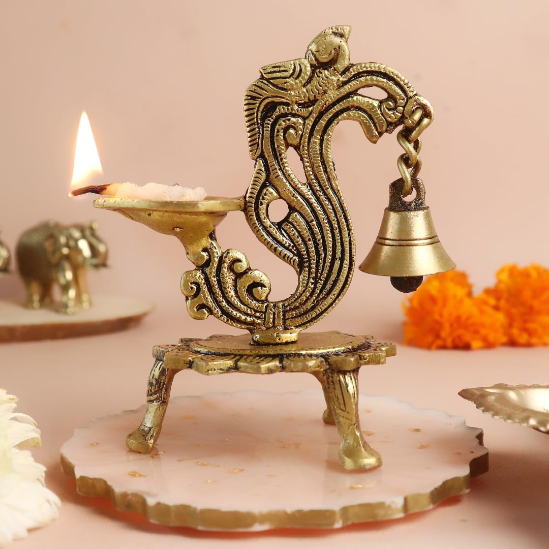Antique Peacock Brass Diya | 5 Inch | Deepam Kundulu | Kamakshi Deepam | Vilakku