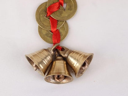 9 Bells & 9 Chinese Coins for Home Entrance - 9 Inch