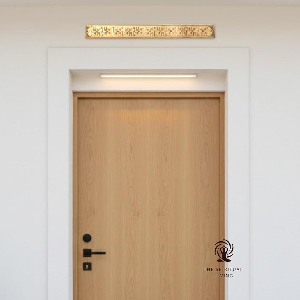 The Spiritual Living Copper Swastik Patti | 12 Inch | Vastu Strip | 11 Auspicious Swastika | Door Entrance for Vastu |
