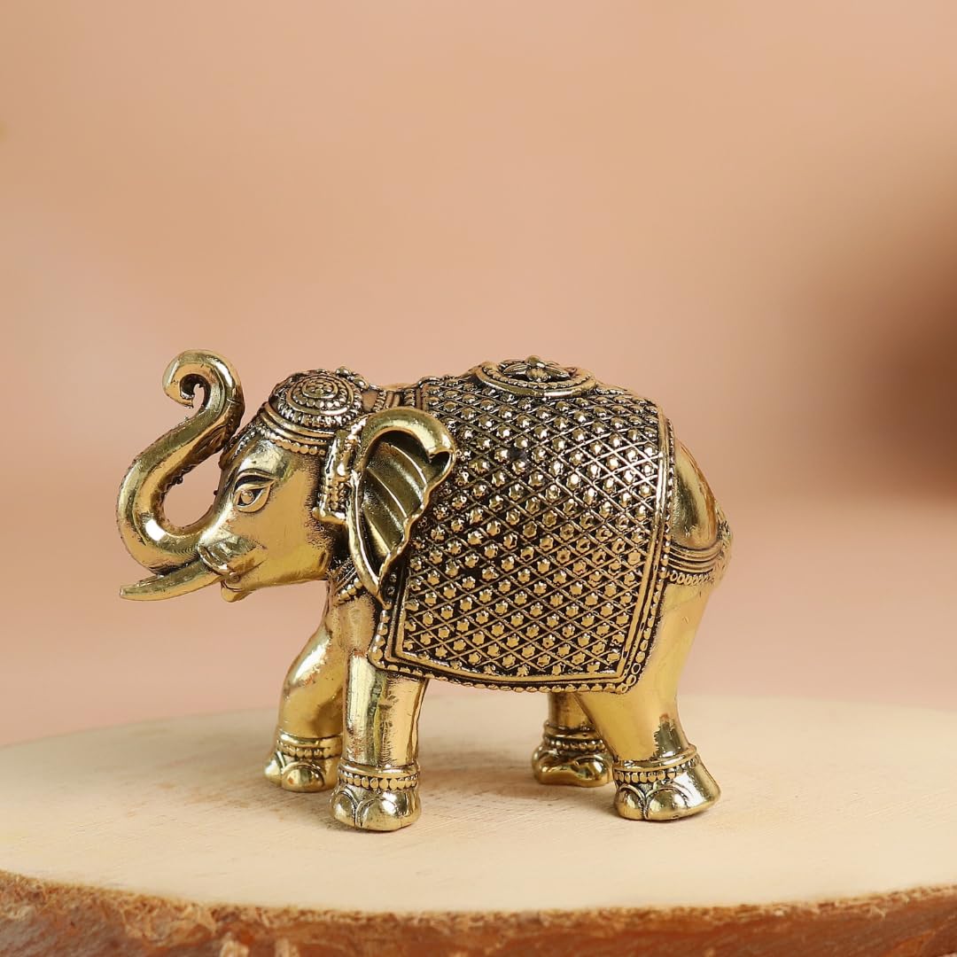 Elephant Idol for Pooja | 2.5 Inch | Pital Ka Hathi | Feng Shui | Showpieces |