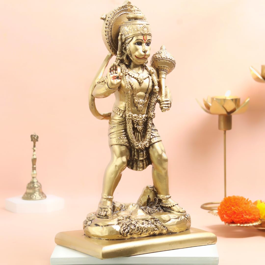 Resin Hanuman Ji Murti | 12 INCH | Big Statue |Bajrangbali Idol | Hanuman with Gada | Sankat Mochan Hanuman |