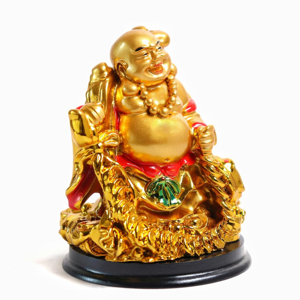 Golden Laughing Buddha for Gift | 4 Inch | Ingot | Feng Shui Decorative |