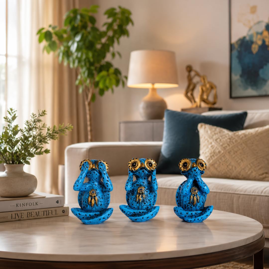 Lucky Feng Shui Tortoise Figurines | 4 Inch | Set of 3 | See Hear Speak No Evil |
