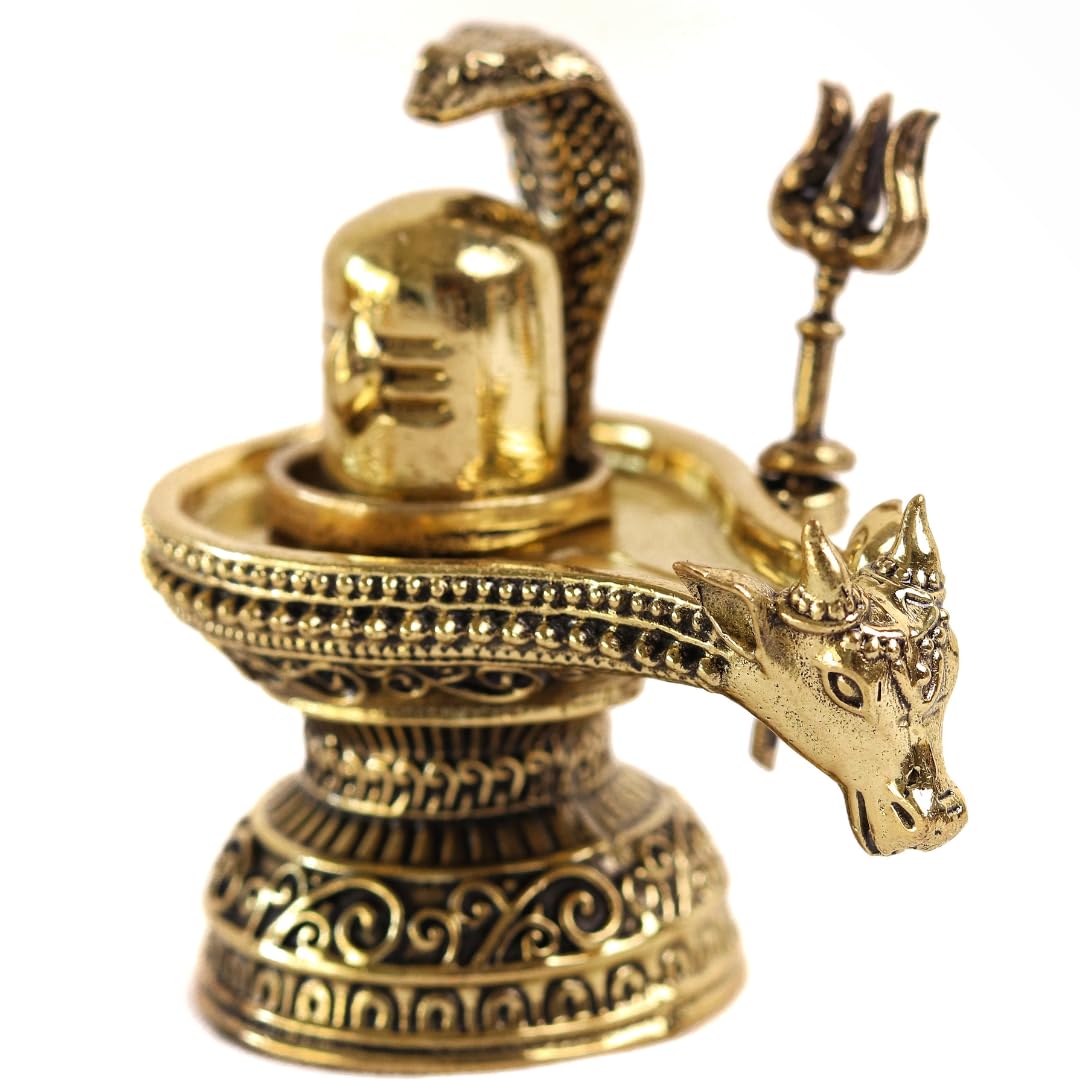 Brass Shiv ling | 2.5 Inch | Shivling with Nandi |