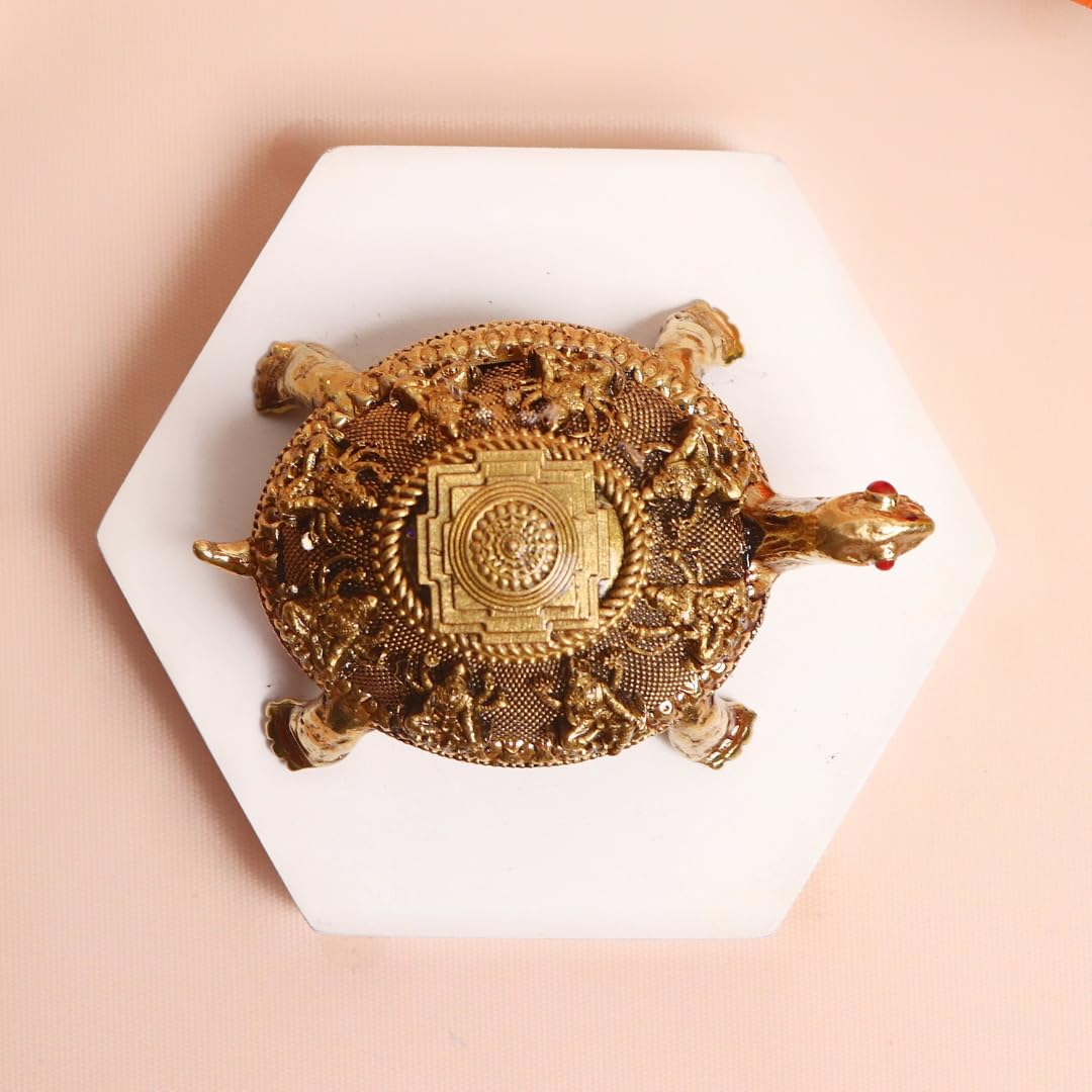 Shri Yantra On Tortoise | 3.5 Inch | Ashtalakshmi Kurma | Turtle Showpiece