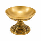 Brass Decorative Diya Bowl | 4 Inch | Diya for Puja | Diwali Decor | Housewarming Gift | Stand | Pital |