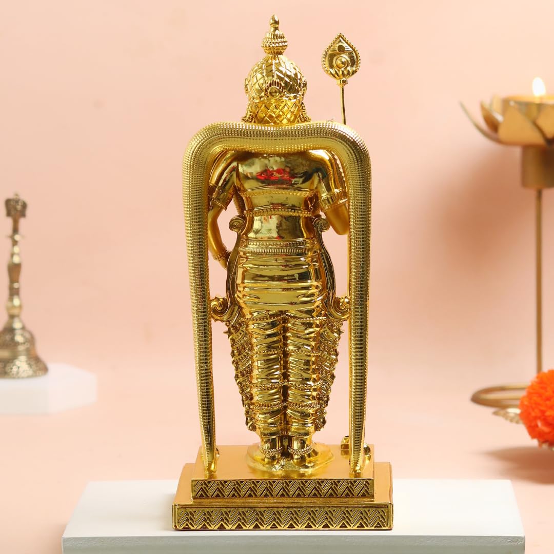 Murugan Statue for Pooja | 9 Inch |  Gold Plated | Vilakku | Kartikeya| God Statue | Silai | Skanda Swamy Murti
