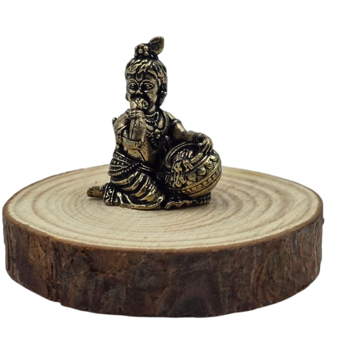 Brass Bal Krishna Idol | 1 Inch | Miniature Murti | | Statue Collectible Idol | For Gift | Home Decor | Item |