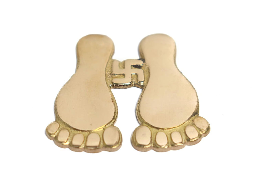 Brass Laxmi Charan Paduka (लक्ष्मी पैर) | 3 Inch | Door Entrance | Laxmi Feet | Decorating Home & Puja Room | Set of 2 |