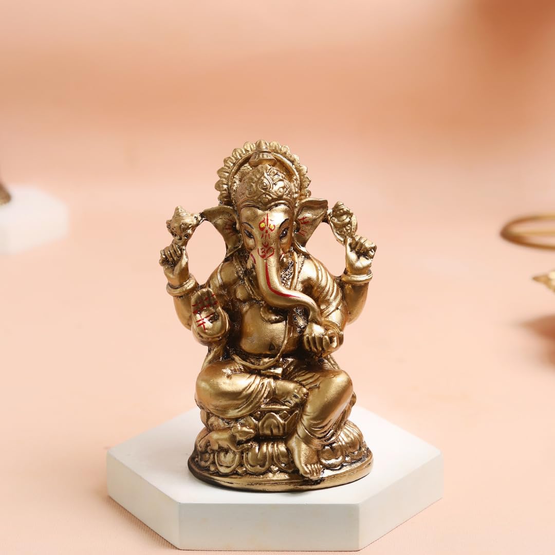 Resin Ganesha Idols | 4.5 Inch | Handmade Ganesh Murti | Idols for Home & Office |