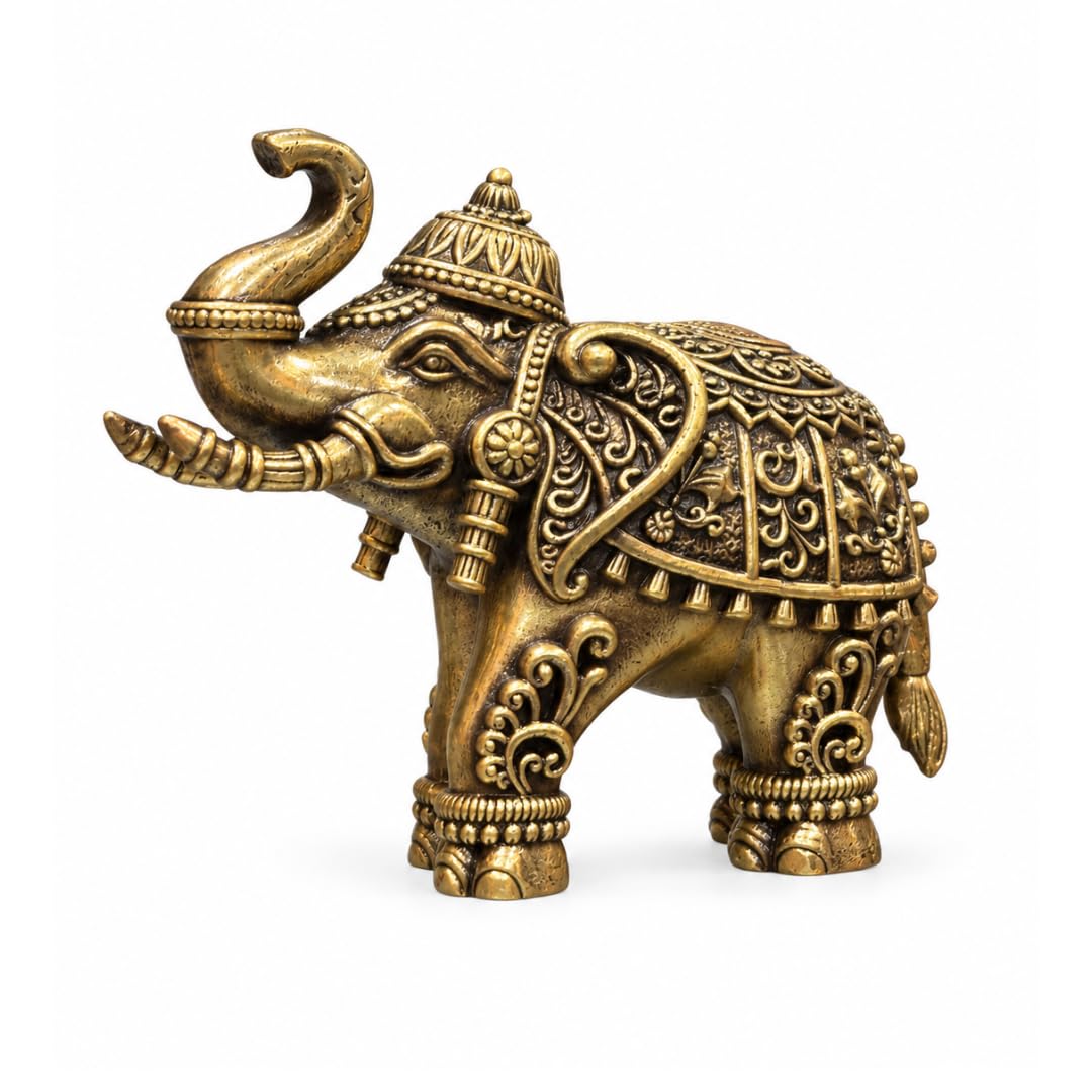 Brass Appu Elephant Statue for Good Luck | 2.5 Inch | Pack of 2 |Diwali Gift | Dhanteras Special | Temple Decor | Housewarming |