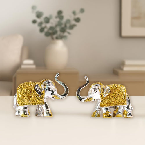 24k Silver & Gold Plated Elephant - 3 Inch - 2 Pcs