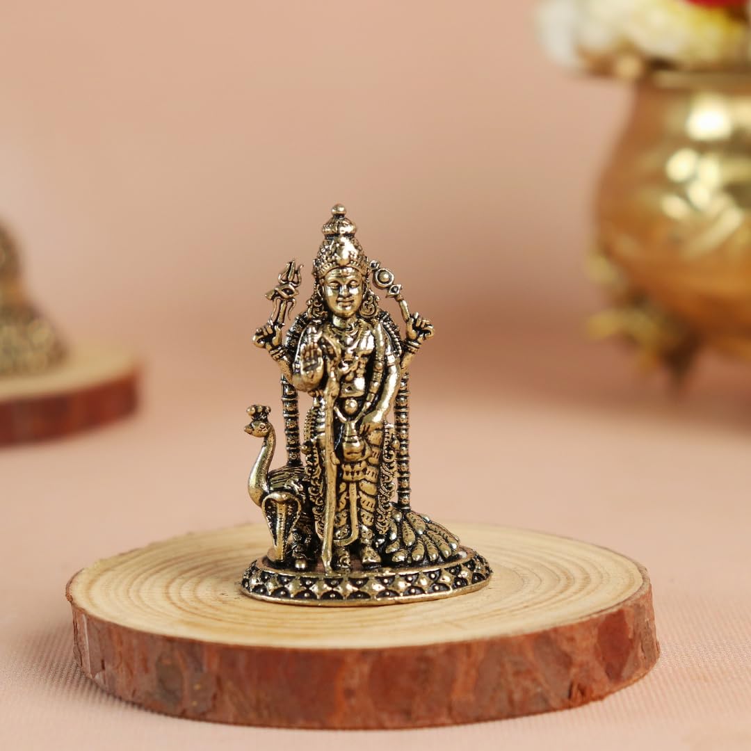 Brass Murugan Idol Mini | 2 Inch | Kartikeya Idol | Lord Kumaraswamy |