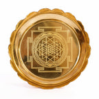 Brass Shree Yantra Lotus Stand | 4 Inch |Sri Yantra Plate for Puja |Lotus Chowki | Pooja Accessories |Diwali |