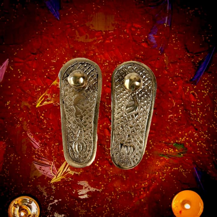 Brass Laxmi Charan Paduka |  Size - 2.5 Inch | For Door Entrance | Laxmi Feet | Decorating Home & Puja Room |