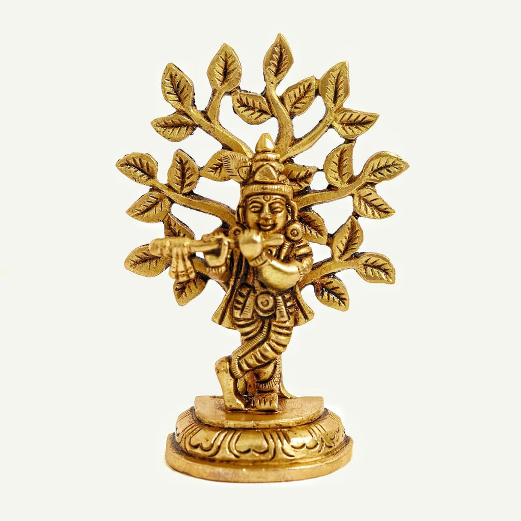 Brass Lord Krishna Statue Playing Flute | 4 Inch | જય શ્રી કૃષ્ણ | Figure | Janmashtami Decoration |