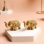 Brass Small Elephant Pair | 2 Inch | Show Pieces  | Pital Ke Hathi Jodi