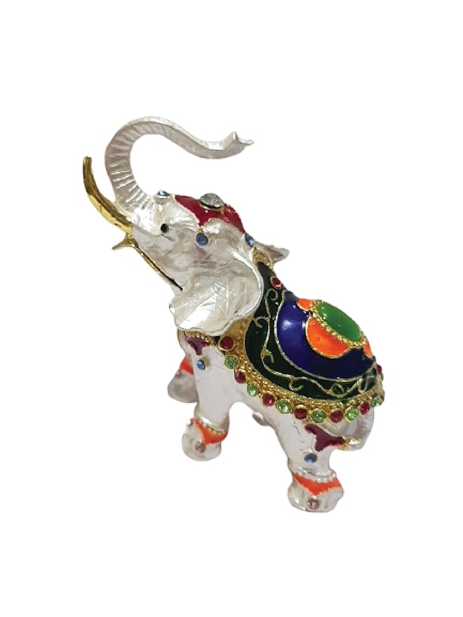 Vastu Bejeweled White Elephant Carrying Flaming Jewel
