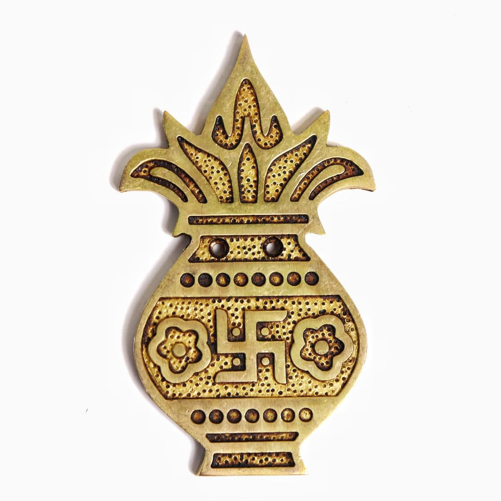 The Spiritual Living Brass Swastik Kalash For Main Door | 5 Inch | Swastik For Door Entrance For Vastu |